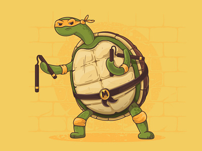 TMNT - Michelangelo cartoon character characterdesign characters design illustration illustrator light nickelodeon ninja tmnt turtle turtles vector yellow