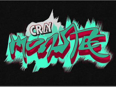 Crazy Monster callygraphy design logotype photoshop effect typography