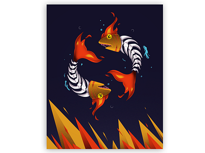 The Demon fish illustration ai demon design fire fish flat flatdesign illustration illustration art illustrator minimalist photoshop vector