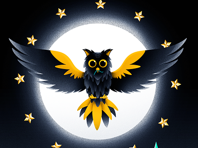 THE OWL ai animal cute cute animal cute owl illustration illustration art illustrator minimalist night night sky owl photoshop stars vector