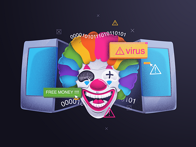 The clown virus ai clown colors illustration illustration art illustrator photoshop rainbow vector