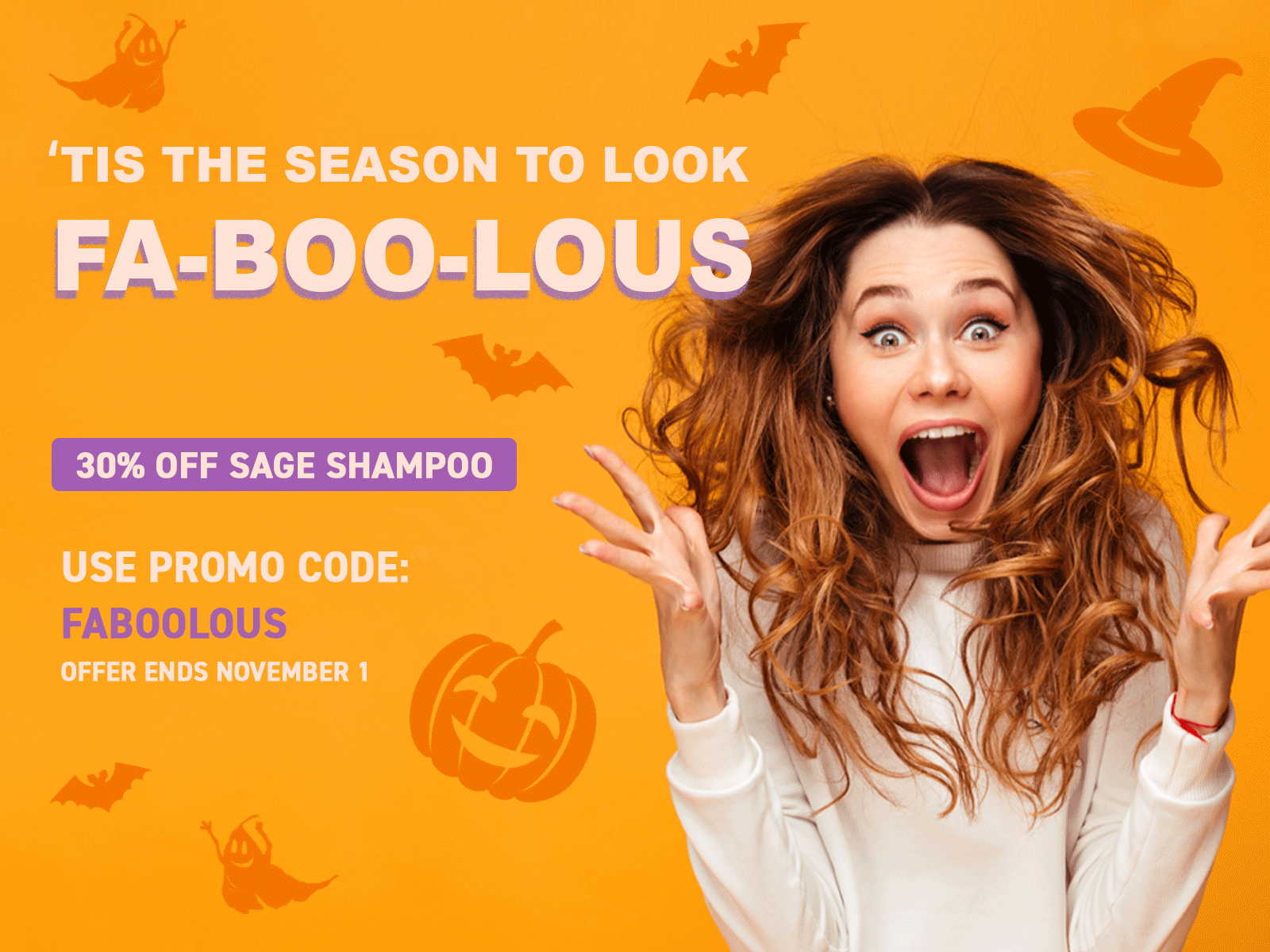 Dribble Halloween web banner Lighter add boo branding design graphic design graphics haircare halloween illustration photoshop shampoo webbanner