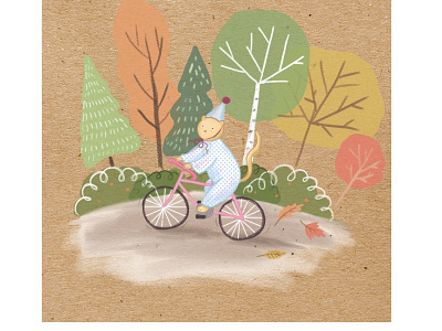 Bike ride autumn bikeride cute cute art digital illustration digitalart illustration illustration art inktober2019 kids books artist kitty illustration