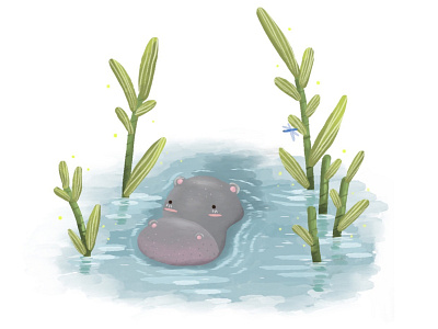 Quick little hippo cute cute art cutehippo design digital illustration hippo illustration illustration art kids books artist