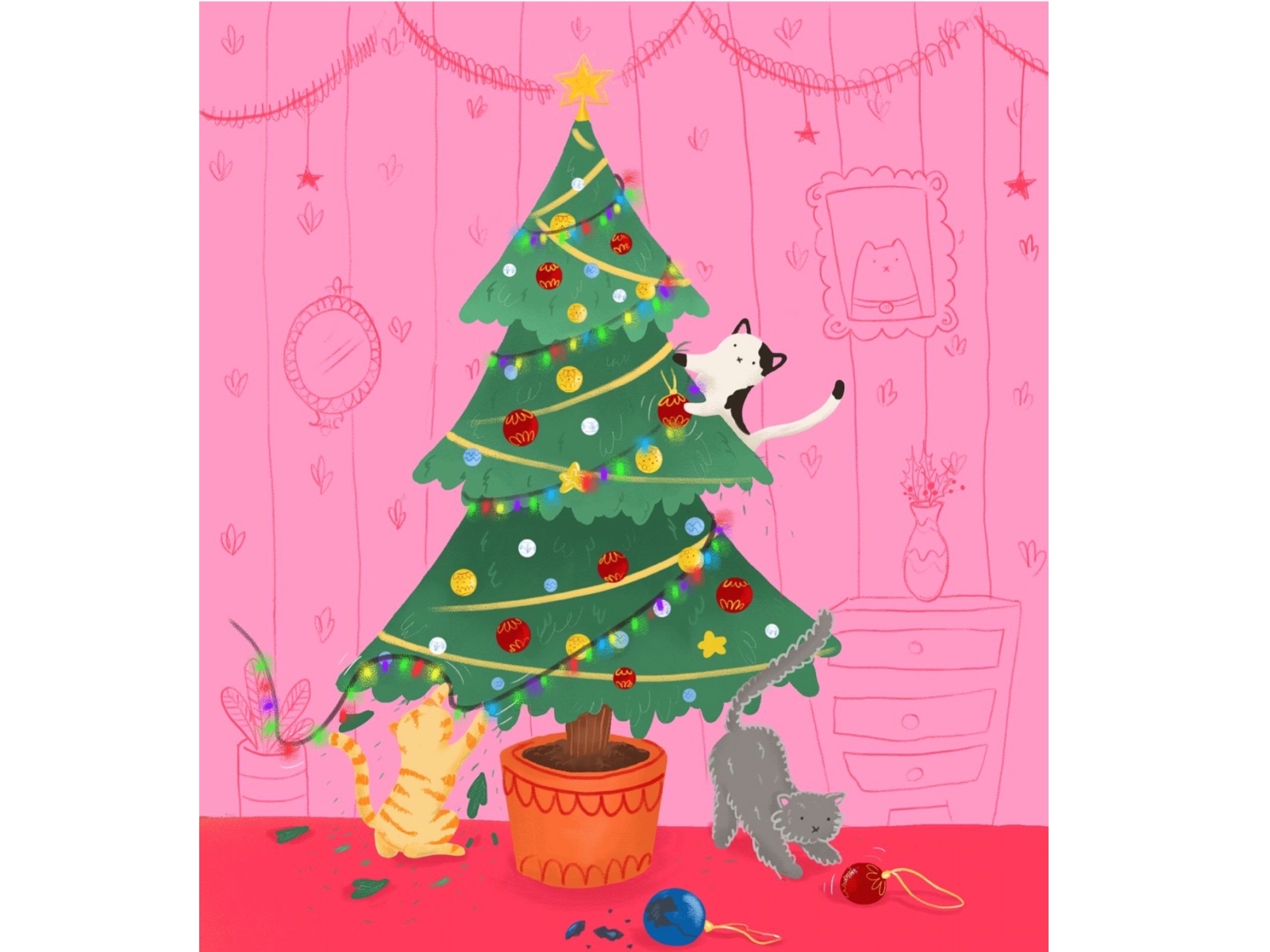 Download Cats Love Christmas Trees Don T They By Jovana On Dribbble PSD Mockup Templates