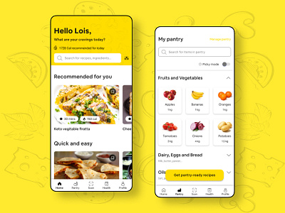 Smart Bites - Recipe and Pantry Management App food grocery mobile app mobile ui pantry recipe app ui uidesign ux