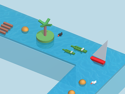 Crocodiles! 3d boat crocodile game