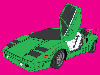 Lamborghini Countach LP500 cars design flat illustration lamborghini vector