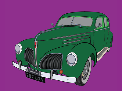 1939 Studebaker Commander car design flat illustrator vintage