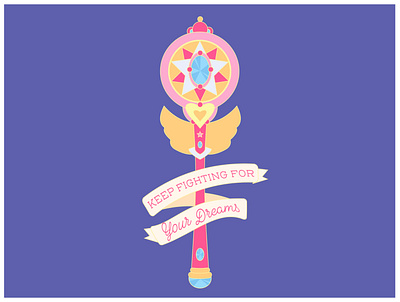 Keep Fighting for Your Dreams cute design dreams feminism girly illustration illustrator magical girl pin pink purple sailor moon sailormoon typography vector