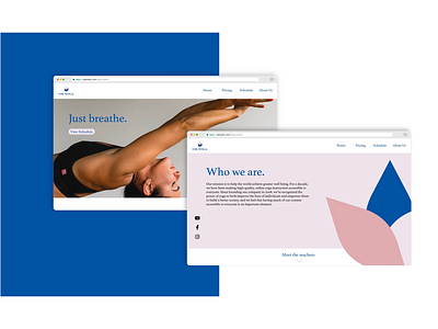 Om Yoga website blue branding pink ui website yoga