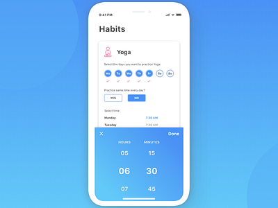 Habits Iteration v2 design habit productivity ui ux yoga