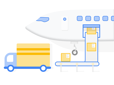 Parcel loading aeroplane boxes delivery design ecommerce flight fulfillment illustration parcel rebound shopping sketch vector