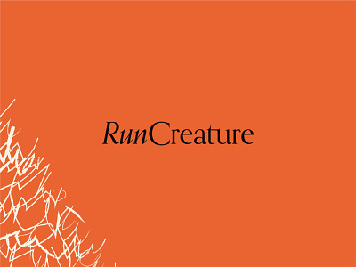 run creature branding identity logo orange scribbles
