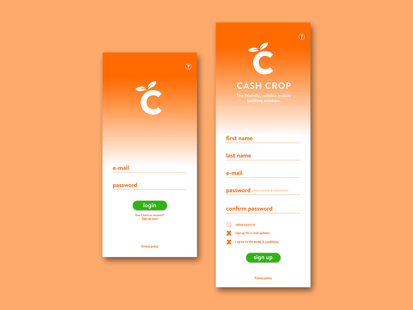 Cash Crop app design flat layout typography ui ux