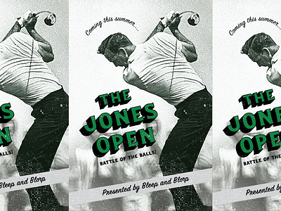 The fourth semi-annual... 50s black and white design false advertising golf green grey illustrator layout photoshop postcard poster retro texture typography