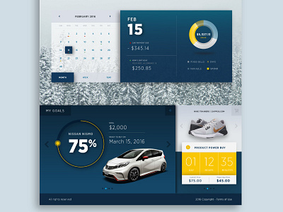 Purchases Section Webpage blue car clock desktop goal icon mobile product progress responsive ui web design