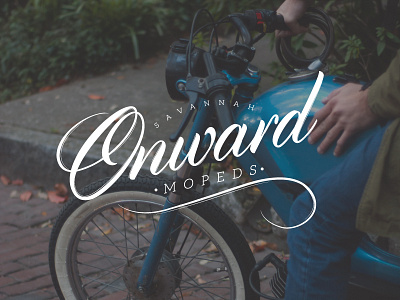 Onward Mopeds Logotype branding lettering logo logotype mopeds photography script stamp typography