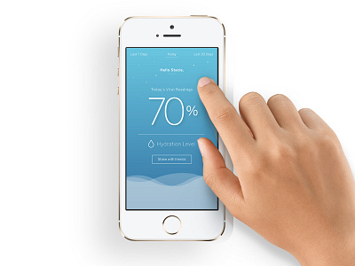 User Interface for Hydration Level app blue interactive ios mobile phone ui
