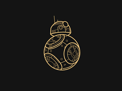 Baller BB-8 art bb8 black cute gold illustration robot starwars vector