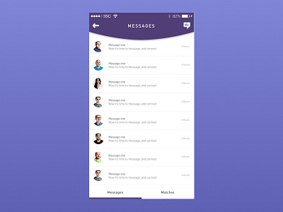 Bute Messaging List app booty funny interface list faces messaging photo purple tabs text ui