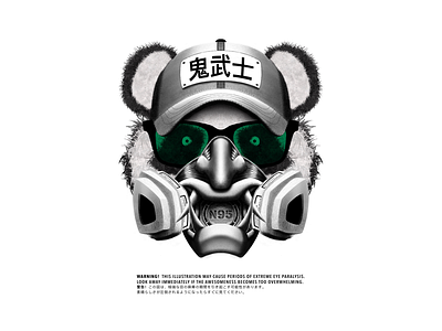 Ogi the Panda gas mask illustration japan oni panda respirator tokyo virus