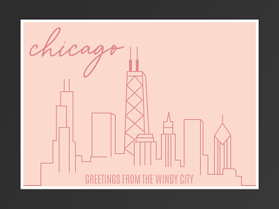 Chicago Postcard chicago design dribble dribbleweeklywarmup illustration postcard rebound travel