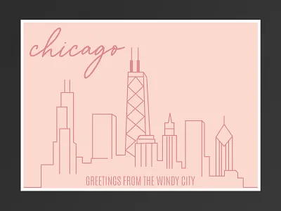 Chicago Postcard chicago design dribble dribbleweeklywarmup illustration postcard rebound travel