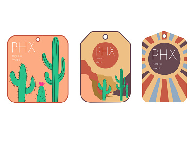 Phoenix Luggage Tags arizona branding desert design designer dribble illustration luggage tags phoenix