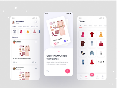 Dress Me Virtual Closet Mobile App add design clean closet concept ecommerce app fashion app interface mobile app outfit shopping app store ui ux virtual stylist wardrobe