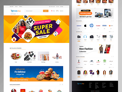 Dailyshop Ecommerce Landing Page best selling business clean clothings concept design ecommerce food landing page medicine online shop shop shopping store ui ux webdesign website