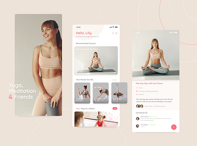 Yoga App comments course design friends minimal ui workout app workouts yoga yoga app