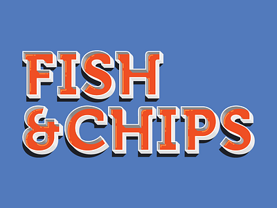 Fish Chips flat food illustration lettering