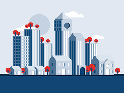 City blue city flat illustration vector