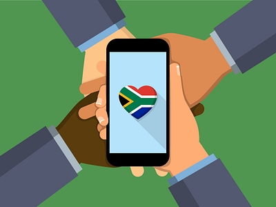 Huawei - South African Reconciliation Day flat illustration love mobile south africa vector