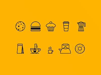 Coffee Shop Icons black coffee icons lines vector yellow