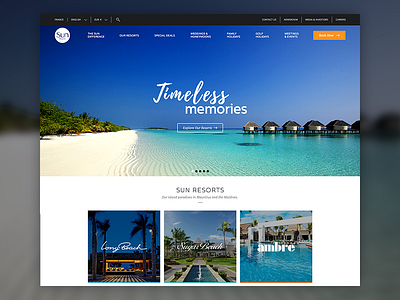 Sun Resorts Website island paradise sun resorts ui ux vacation web website