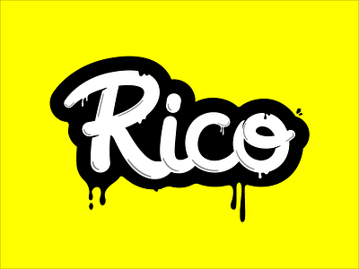 Typographic Signature black digital hand lettering illustration yellow