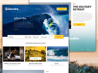 Weekenders Travel Site bike briefbox design practice scooter surfing travel ui uxui web website