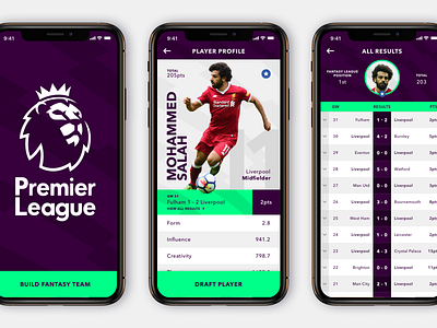 Fantasy Premier League App app app ui design concept design fantasy football minimal mobile app mobile app design practice rebound soccer sport ui ux