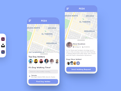 Dog Walking App 🐕 adobe xd app app design design app dog mockup ui ui design user interface walking xd