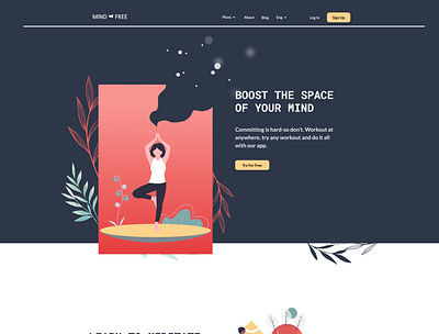 MindFree landing page- app to make more free space in your head. figma flat icon illustration landing landing page landing page design landingpage ui ui ux ux web website website design