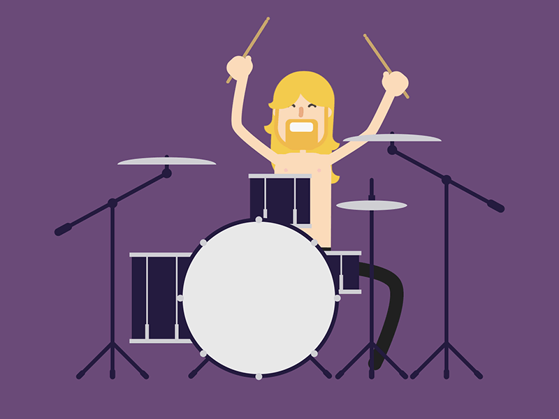 Shirtless Drummer animation autoflop drummer gif illustration loop music rock rubberhose