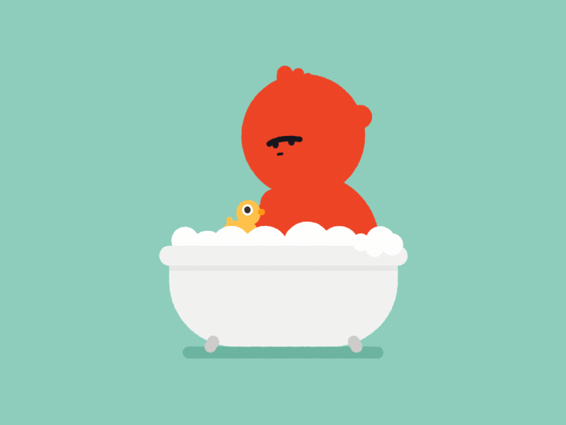 Red Head & the bath!!! 2d after effects animation bath character design duck flat gif head illustration illustrator red vector