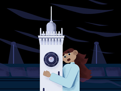 Sochi girl tower illustration vector башня ветер девушка открытка поезд сочи