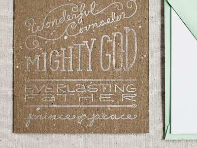 Letterpress on Chipboard // Isaiah 9:6 Christmas Card arbor card chipboard christmas corner hand lettered holiday isaiah 9:6 letterpress silver ink typography