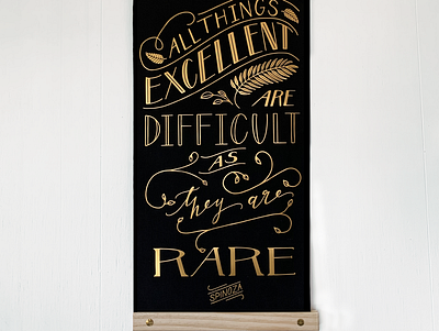 Hand-lettered Spinoza quote banner canvas handlettering poster quote spinoza