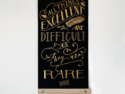 Hand-lettered Spinoza quote