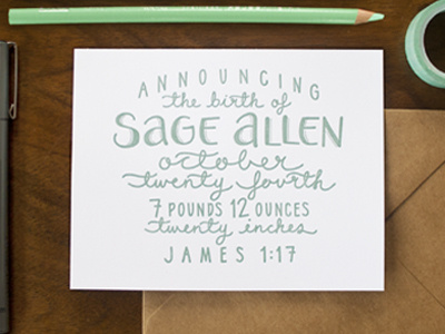 Letterpress birth announcement