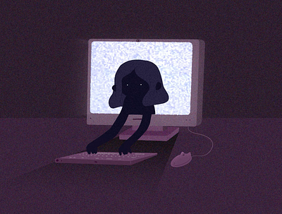 Alone at night animation computer gaming illustration web